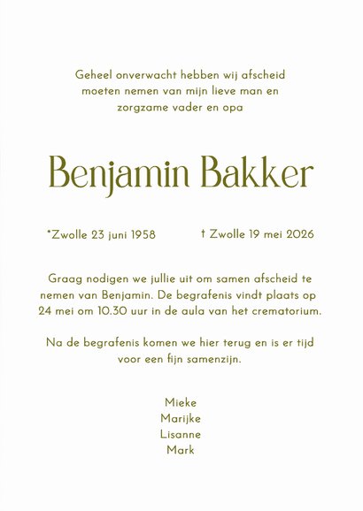 Rouwkaartje met kersenbloesem in bloei wit groen 3