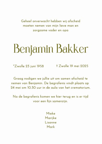 Rouwkaartje met kersenbloesem in bloei wit groen 3