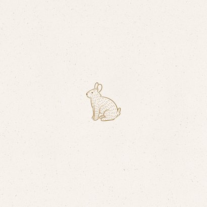 Rouwkaartje met lijntekening van konijntje Achterkant