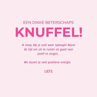 Roze beterschapskaart dikke knuffel met tissue doosje 3