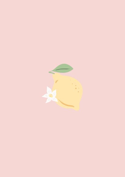 Roze beterschapskaartje met citroentjes en bloemetjes 2