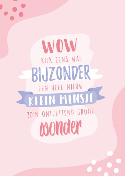 Roze geboorte felicitatiekaart voor een meisje 2