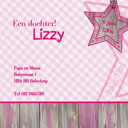 Roze geboortekaart Giraf meisje 3