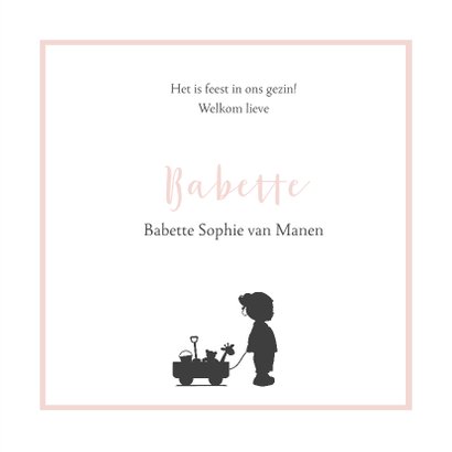 Roze geboortekaartje silhouet 3