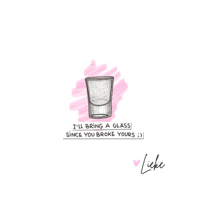 Roze kaart for a bad day met illustratie van een fles wodka 3