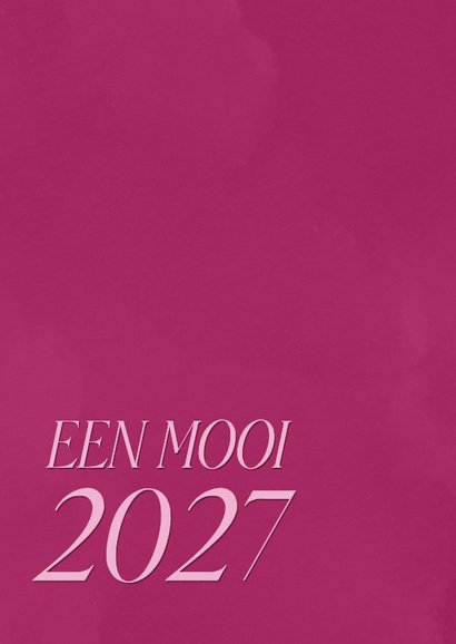 Roze nieuwjaarskaart met opsomming van wensen 2