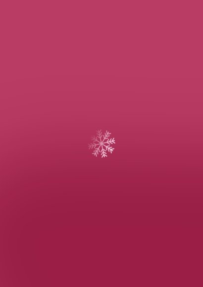 Roze nieuwjaarskaartje met sneeuwvlokken sneeuwbol en foto  Achterkant