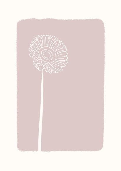 Roze sterkte kaartje met gerbera lijntekening 2