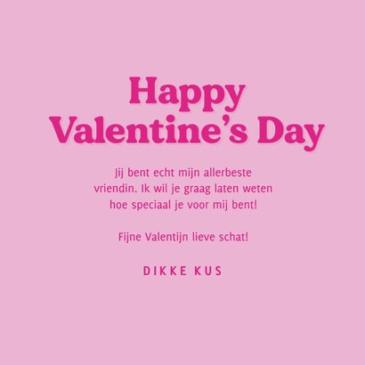 Roze valentijnskaart met hart bestie 3