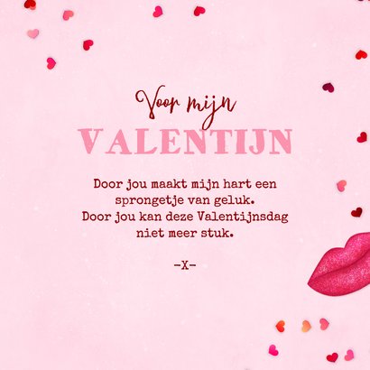 Roze valentijnskaart met veel kusjes en hartjes 3