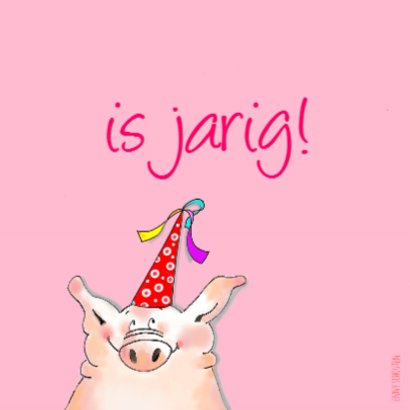 Roze verjaardag dieren kaart 2