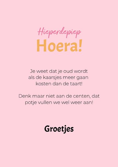 Roze verjaardagskaart van hond met bloemenkrans 3