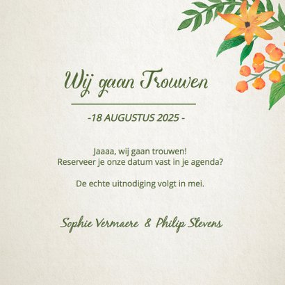 Save the Date bloemenkrans retro 3