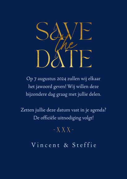 Save the date Delfts blauw donker bloemen romantisch 3