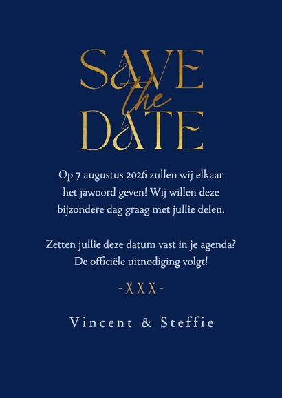 Save the date Delfts blauw donker bloemen romantisch 3