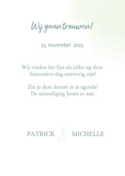 Save the date euqalyptus paarse bloem 3