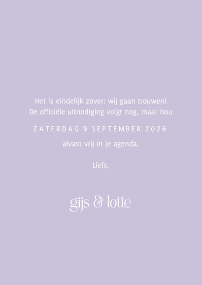 Save the date kaart grappig colorblocking met foto en groen 3