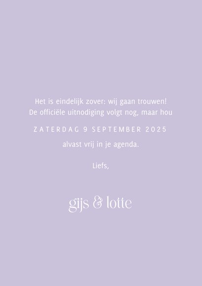 Save the date kaart grappig colorblocking met foto en groen 3