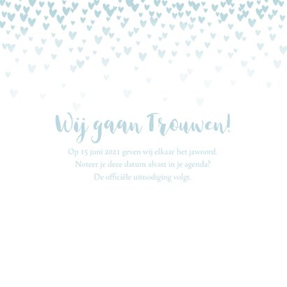 Save the date kaart hartjes aquarel foto 3