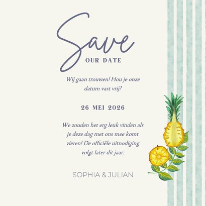 Save the date kaart mediterraans Italiaans bruiloft fruit 3
