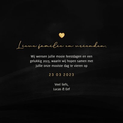 Save the date kaart Merry & Married met hart op achtergrond 3