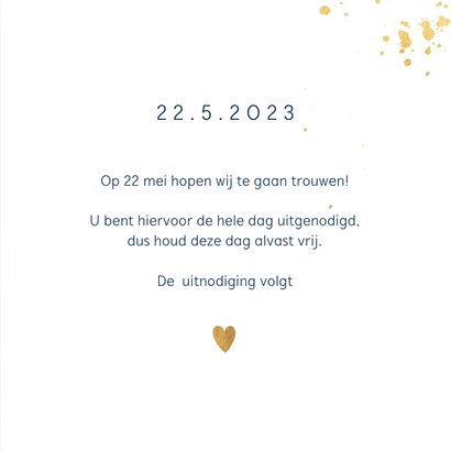 Save the date kaart met bokeh achtergrond 3
