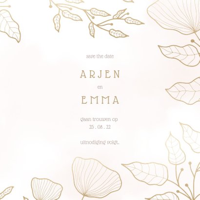 Save the date kaart met elegante bloemen en waterverf 3