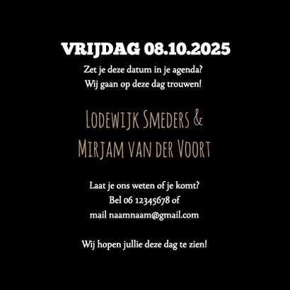 Save the Date kaart met grote foto retro kraft 3