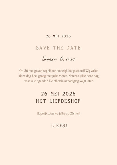 Save the date kaart met illustratie portret van aanzoek 3