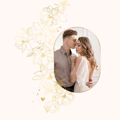 Save the date kaart met lijntekening Magnolia 2