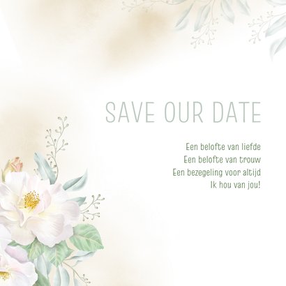 Save the date kaart met witte rozen 2