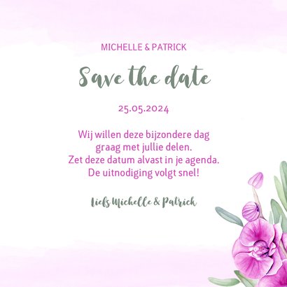 Save the Date kaart orchidee 3