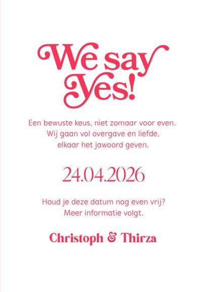 Save the date kaart retro roze typografisch foto 3