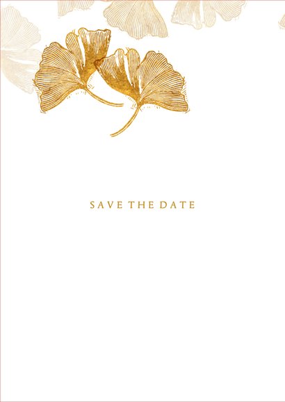 Save the date kaart voor de bruiloft ginkgobladeren stempel 2