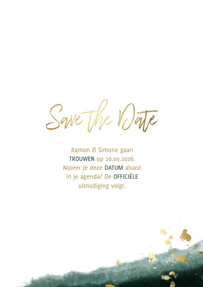 Save the date kalender waterverf gouden tekst 3