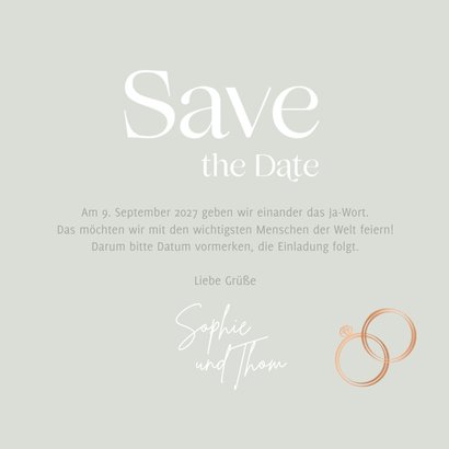 Save-the-Date-Karte Blüten & Ringe kupfer 3