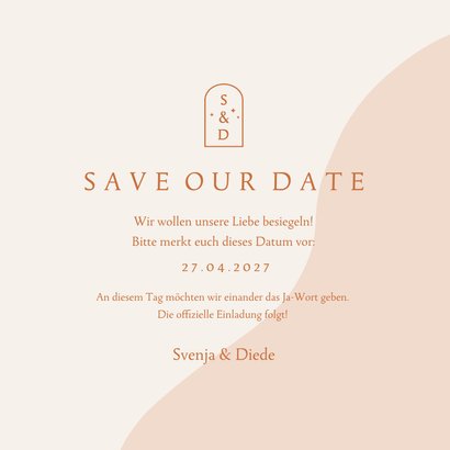 Save-the-Date-Karte Hochzeit Foto Bogenfenster Kupfer 3