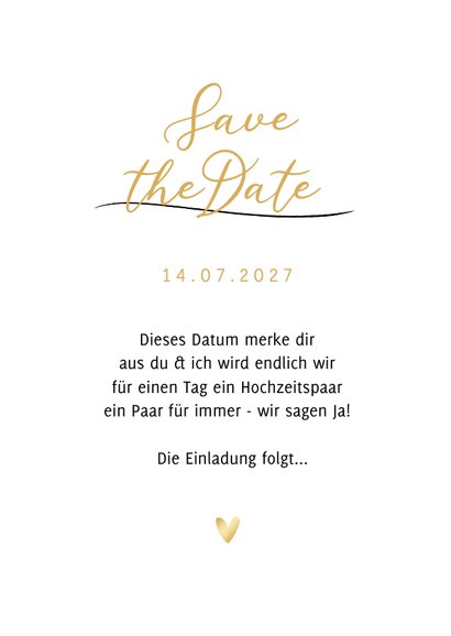 Save-the-Date-Karte Hochzeit Foto & Doodles Goldelemente 3
