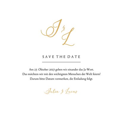 Save-the-Date-Karte Hochzeit Namen in Gold 3