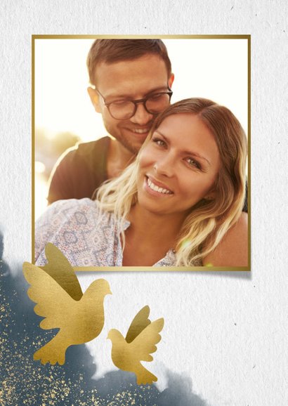 Save-the-Date-Karte zur Hochzeit mit eigenem Foto und Tauben 2