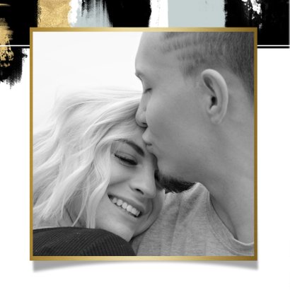 Save-the-Date-Karte zur Hochzeit mit Foto und Farbstreifen 2