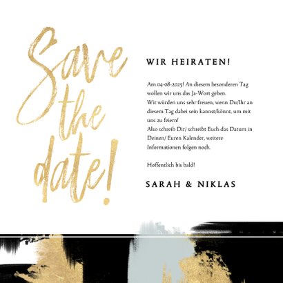 Save-the-Date-Karte zur Hochzeit mit Foto und Farbstreifen 3