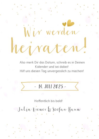 Save-the-Date-Karte zur Hochzeit mit Fotocollage und Herzen 3
