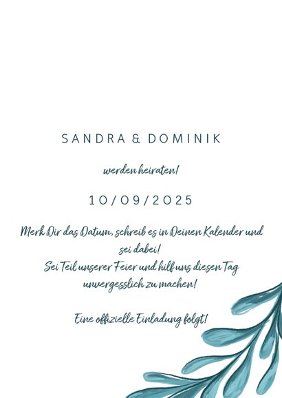 Save-the-Date-Karte zur Hochzeit mit Zweigen 3