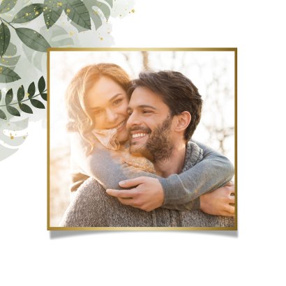 Save the date kerstkaart botanische print en gouden sterren 2