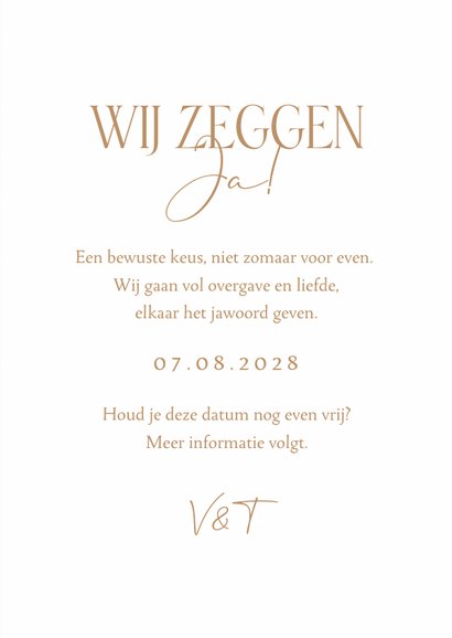 Save the date kraftlook trouwkaart takje stijlvol liefde 3