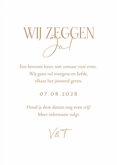 Save the date kraftlook trouwkaart takje stijlvol liefde 3