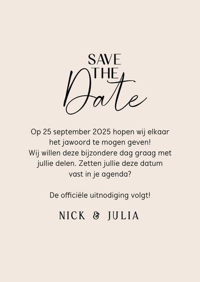 Save the date marmerlook beige zwart en goud kalender 3