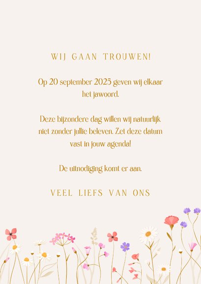 Save the date met sierlijke wilde bloemen en wikkel effect 3