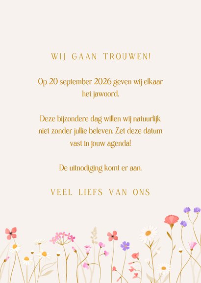 Save the date met sierlijke wilde bloemen en wikkel effect 3